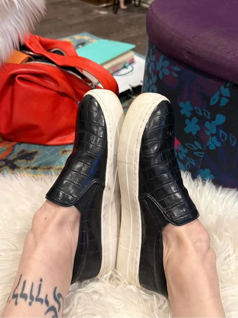 a new day Black Croc-Embossed Slip-On Athletic Sneakers